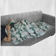 thumbnail image 5 of Hawaii Soft Flannel Fleece Throw Blanket, Pastel Tones Palm Trees and Beach Hills Paper Cut Style, Cozy Plush for Indoor and Outdoor Use, 50" x 60", Teal Blush, by Ambesonne, 5 of 5