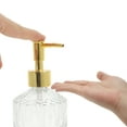 thumbnail image 3 of Unique Bargains 1 Pc Round Bottom Bamboo Grain Soap Dispenser 13.53oz Clear Gold Tone, 3 of 6