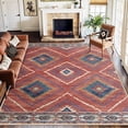 thumbnail image 3 of NewBuros 8'x10' Area Rug for Living Room, Machine Washable Non-Slip Rug, Soft Low Pile Stain Resistant Vintage Western Indoor Rug for Bedroom Dining Room, Red, 3 of 11
