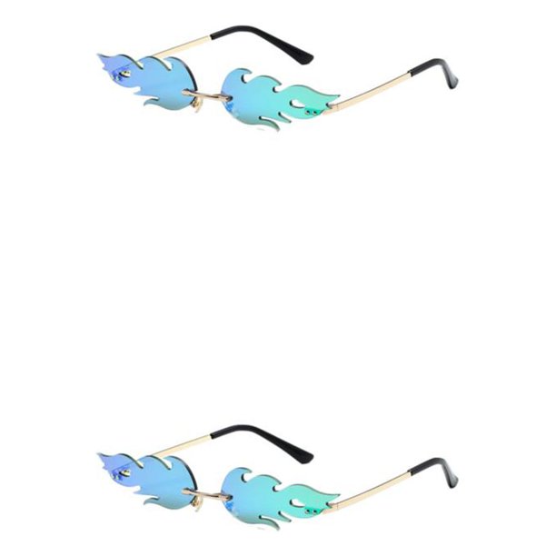 Sonducket Gafas de sol transpirables para estilos de vida activos Gafas cómodas para cualquier aventura Sin marco Flame Fire Impermeable Green Láser verde Láser verde 2Conjunto