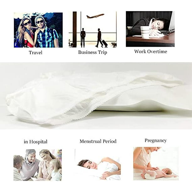 100% Pure Cotton Women's Disposable Underwear Travel Panties High Cut  Briefs White/Macarons (10pcs/pk)) 
