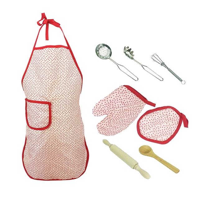 8pcs Kids Cooking And Baking Set Kitchen Costume Pretend Role Play Kit Apron
