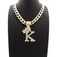 thumbnail image 3 of iJewelry2 Kings and Queens Crowned Initial Letter K Crystals Pendant Gold-tone Cuban Linked Chain Necklace, 3 of 3