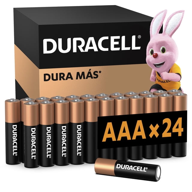 Duracell Pilas Alcalinas AAA, Paquete de 24 Baterías 1.5V, Larga Duración