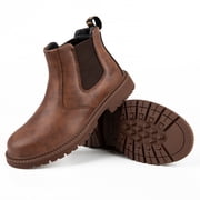 Mens Leather Work Shoes Water Resistant Steel Toe Safety Shoes Oil Resistant Construction for Working