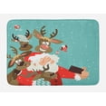 thumbnail image 1 of Santa Bath Mat, Father Xmas with Funny Face and Silly Reindeer Buddies Taking a Selfie Having Fun, Plush Bathroom Decor Mat with Non Slip Backing, 29.5" X 17.5", Multicolor, by Ambesonne, 1 of 2