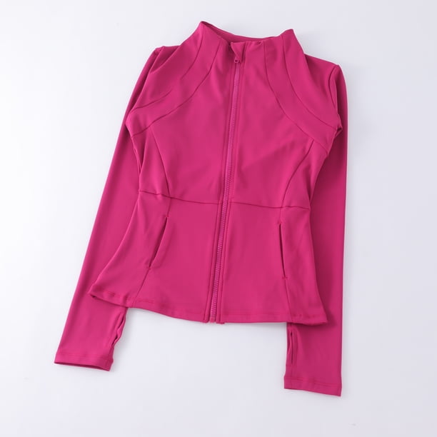 Ropa de yoga para mujer, abrigo redondo de alta elasticidad, suelto, para ejercicio, fitness, manga larga, cuello levantado, tops de yoga