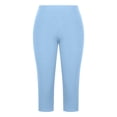 thumbnail image 7 of Oplxuo Women's Plus Size Ribbed Capri Pants Stretch Casual Knee Length Elastic High Waisted Workout Yoga Leggings, 7 of 7