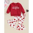 thumbnail image 2 of Suealasg Toddler Baby Girls Valentine’s Day Tracksuit Outfits 6M 1T 2T 3T 4T Kids Girls Long Sleeve Letter Print Sweatshirt Heart Print Pants Sets2 Piece Casual Spring Clothing for Child Girls, 2 of 9