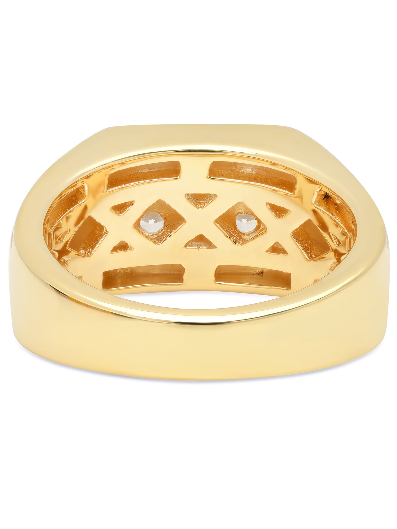 Mens 14K Gold Plated Sterling Silver Cubic Zirconia - Mens Ring