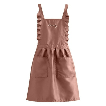 

GZCW Kitchen Apron with Pockets Strap Adjustable Breathable Thin Ladies Princess Skirt Coffee Garden Work Clothes Daily Use