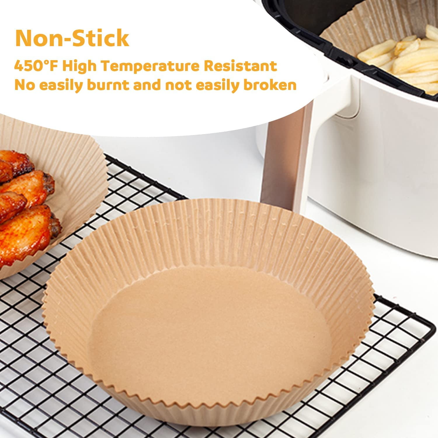 Heißluftfritteuse Paper Liners Frying Thicken Non Stick Parchment Paper  Cookie Sheet Oil Absorbing Paper for Cooking Steamer Roasting Oven Brown 