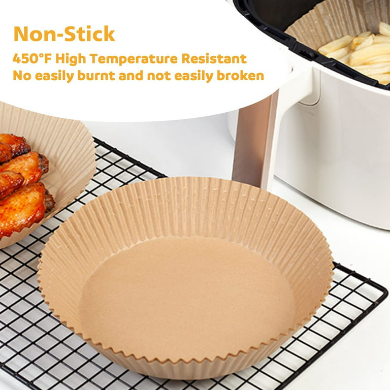 M BUDER Air Fryer Disposable Paper Liners, 100PCS Non-Stick Air Fryer  Parchment Liner, Oil Resistant, Waterproof, Food Grade Baking Paper for 5-8 QT  Air Fryer Baking Roasting Microwave 8inch 