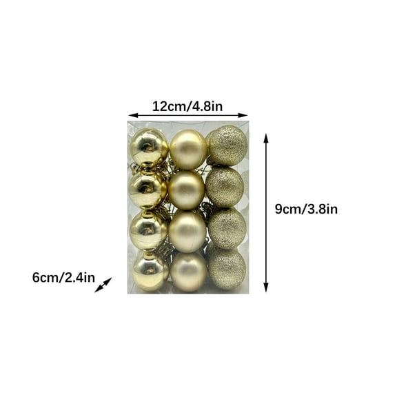 SLYNSHome 24Pcs Christmas Balls Ornaments,Glitter Shatterproof Christmas Balls Hanging Baubles Balls Pendant for Xmas Trees Party Wedding Home Christmas Decoration (1.2Inch,Champagne)