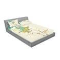 thumbnail image 2 of Ambesonne Animal Fitted Sheet & Pillow Sham Set, Colibri Exotic Plant, Calking, Teal Yellow, 2 of 2