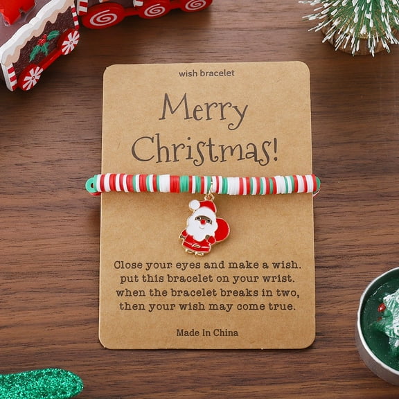 100Fens Christmas Bracelet With Wish Cards Cute Xmas Bracelets Adjustable Rope Xmas Holiday Gifts For Women Men