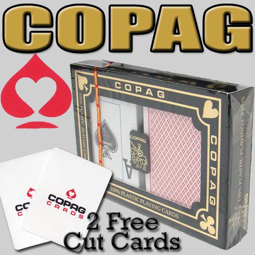 COPAG Plastic Playing Cards Poker Size Dual Index Peek Red Blue Free Gift 