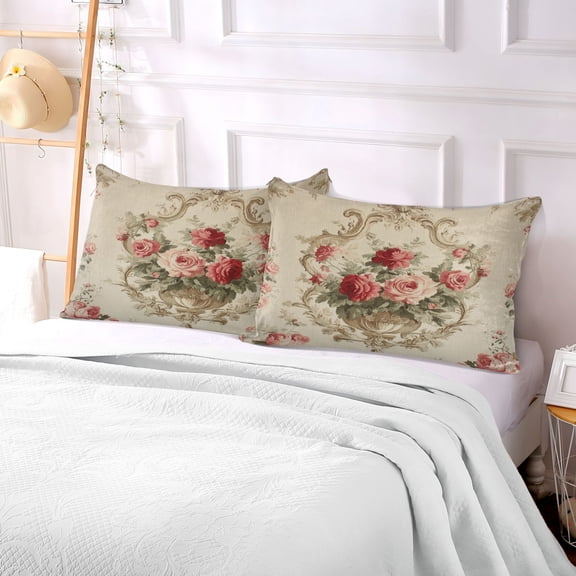 Pillow Case Plush Pillow Vintage Rose Bouquet Case standard size/King size/Queen size Bed Pillow Pillowcases