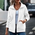 thumbnail image 2 of HappyYEE Women’s Lapel Zip Jacket - Drawstring Long Sleeve Coat Tops with Pockets - Loose Fall Daily Casual Outerwear, 2 of 9