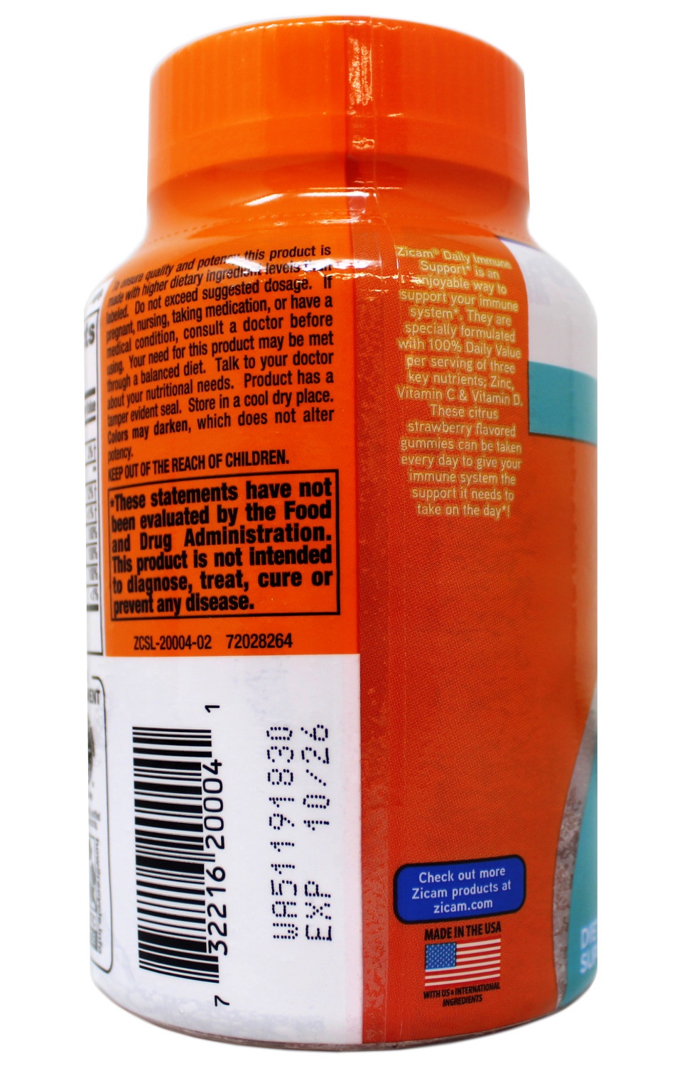3 Pack - Zicam Daily Immune Support, Gummy Supplement, Zinc, Vitamin C & Vitamin D, Citrus Strawberry Flavor, 70 Count