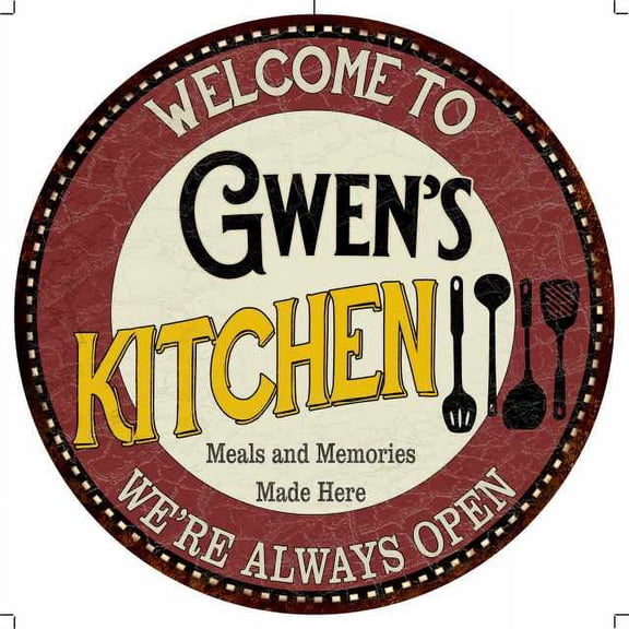 Gwen's Kitchen 12" Round Metal Sign Bar Game Room Wall Déco 200120040453