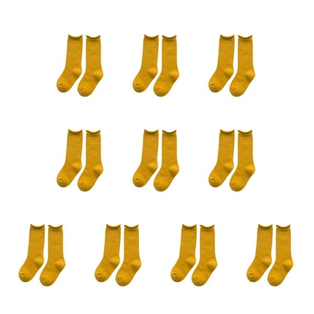 

10 Pairs Winter Autumn Children Solid Color Socks Candy Color Kids Long Sockings Baby Toddler Cotton High Socks