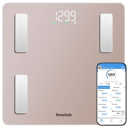Smart Bathroom Scale for Body Weight High Precision Assured by Weight Professional Factory Since 2001 App Sync 13 Composition with BMI and Fat 400lb in 0.1lb Rose Gold