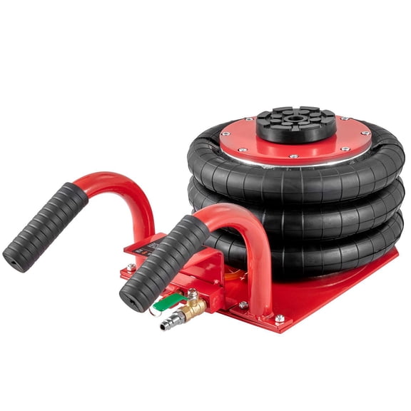 3 Ton Triple Bag Air Jack 6600 lbs Lift 17.7 Inch 450 mm Fast Pneumatic Jack with Steel Pipes and Side Handles Red