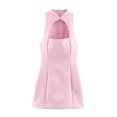 thumbnail image 4 of ZHOGXU Fashion Womens Bodycon Short Dresses Solid Color Stand Collar Sleeveless Fitted Cutout Detail Beach Vacation Outfit, 4 of 7
