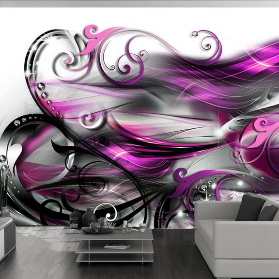 Tiptophomedecor Peel and Stick Glam Wallpaper Wall Mural - Purple Expression - Removable Wall Decals