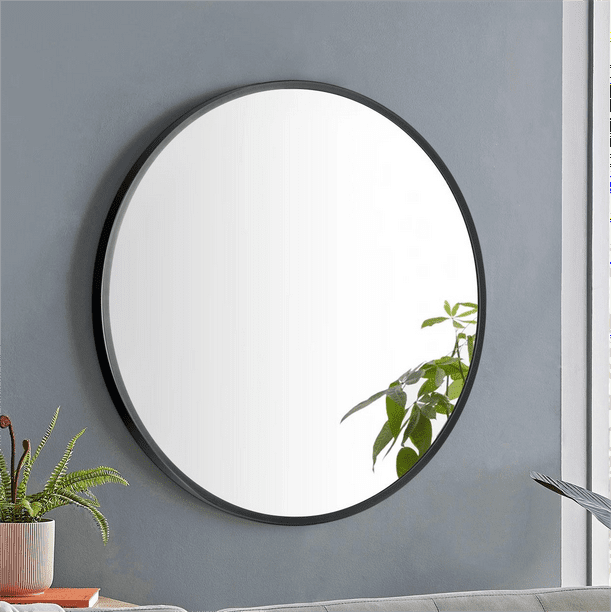 32 inch Round Bathroom Mirror, Black Round Mirror with Metal Frame