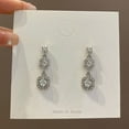 thumbnail image 6 of Eosunjian 1 Pair Women Hanging Earrings Sparkling Cubic Zirconia Geometric Luxury Lightweight Bride Wedding Prom Party Dangle Earrings Lady Ear Jewelry Silver, 6 of 12