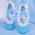 thumbnail image 4 of LEKWK Toddler Girls Ballet Shoes Ruffled Lace Trim Cross Elastic Strap Dance Shoes Cute Soft Flat Ballet Slippers Training Gymnastics Performance Footwear 2-12Y, 4 of 9