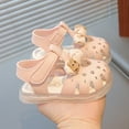 thumbnail image 2 of Krdevn Toddler Girls Closed-Toe Sandals Cute Bow Print Strap Closure Soft Non- Sole Breathable Summer Walking Shoes,9, 2 of 6