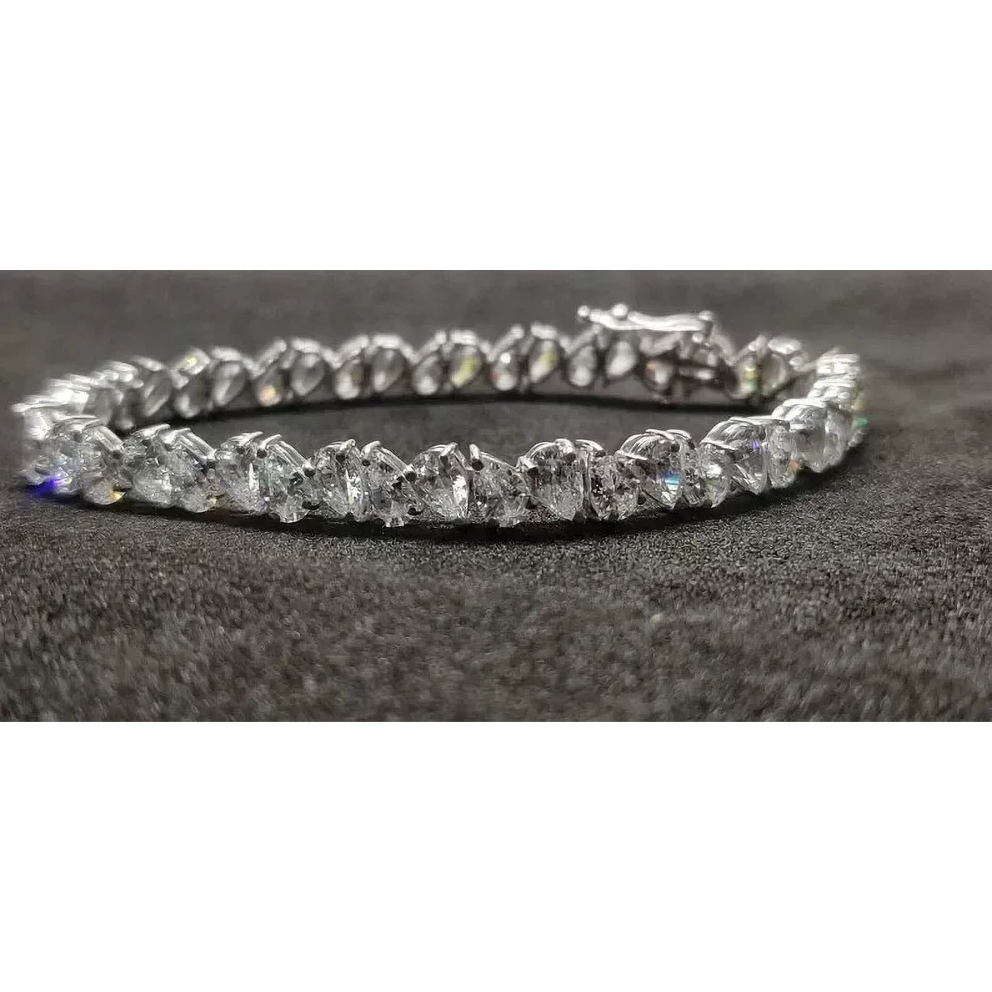 "6.50 Ct Pear Cut Simulated Diamond Tennis Bracelet, 925 Sterling Silver White Gold Plated, Elegant Jewelry for Women"