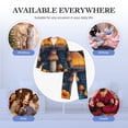 thumbnail image 7 of KLL Vintage Blue Leaf Mushroom Sleepwear Mens Flannel Pajamas,Long Cotton Pj Set, 7 of 7