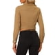 thumbnail image 3 of Chaquetas de mezclilla recortadas para mujeres INSPIRE CHIC con bolsillo en el pecho, con ribete de cuadros, chaqueta de mezclilla abotonada 2XL color caqui, 3 of 6