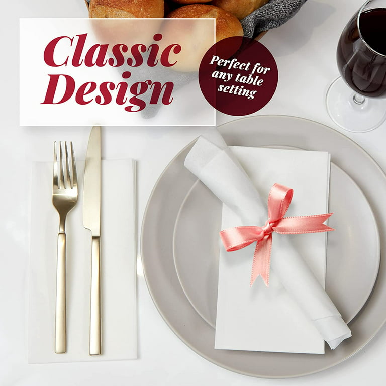 Linen Feel Pre-Folded Gray Dinner Napkins - Disposable Napkins