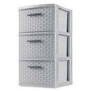 3 Drawer Weave Tower, Gray