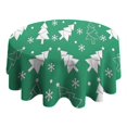 thumbnail image 4 of Green Christmas Tree Pattern Round Tablecloth 60"x60",Wrinkle Wipeable Table Cloth for Kitchen Dining Room Picnic Patio Party, 4 of 6