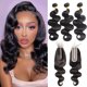 thumbnail image 1 of Paquetes de cabello humano ondulado con cierre (14 16 18+2X6 Hd Lace Clousre 12 pulgadas) Paquetes de cabello humano con cierre Extensiones de cabello negro natural para mujeres, 1 of 5