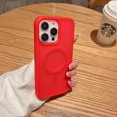 thumbnail image 3 of TECH CIRCLE Matte Case for Apple iPhone 14 6.1 inch (2022) ,Built in Magnet Compatible with MagSafe Charger,Anti-fall Translucent Frosted PC Magnetic Slim Fit TPU Border Phone Case,Red, 3 of 9
