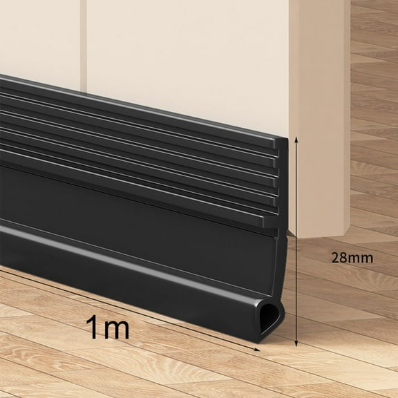 Door Bottom Sealing Strip Soundproof Door Sticker Windproof And Dustproof Black Smile Home