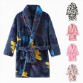 thumbnail image 4 of Gibobby Boys Girls Soft Coral Fleece Bathrobe,Warm Hooded Sleep Robe with Waist Belt,Cute Cartoon Design,for Toddlers Children 2-11Y,Daily Lounge Wear Kids Pajamas,Black,Size 10-11T, 4 of 4
