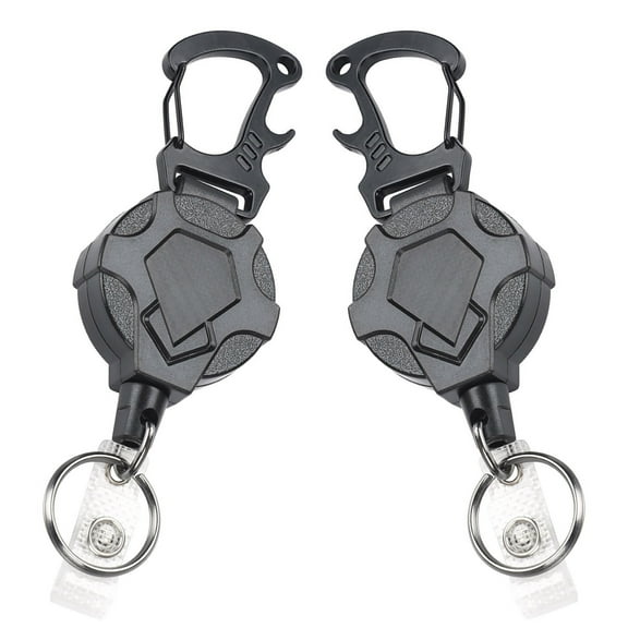 Sylvtty Heavy Duty Retractable Keychain with Magnetic Closure Tactical ID Badge Holder Reel Carabiner Clip Easy-pull Buckle
