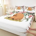 thumbnail image 4 of Erosebridal Kids Cute Capybara Fruit Orange Bed Sheets 4pcs,Floral Tree Leaves King Sheets For Boys Girls,Breathable Home Decor, 4 of 5