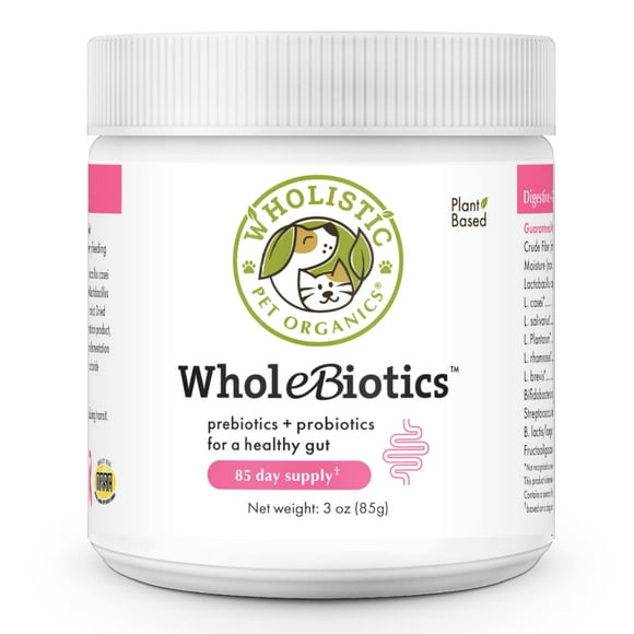 WholeBiotics Dog Probiotics and Digestive Enzymes Powder - Supports Gut Health and Good Bacteria for Dogs and Cats - Digestive Support Supplement