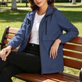 thumbnail image 7 of Tsivenald Women's Solid Color Hooded Long Sleeved Windproof Outdoor Sports Hiking Zipper Jacket With Pockets, Navy S-3XL, 7 of 7