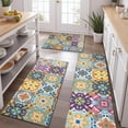 thumbnail image 2 of Blue Boho Bohemia Floral Geometric Pattern Kitchen Rugs Sets Of 3,Kitchen Runner Rugs Non Skid Washable,Decorative Kitchen Floor Mats for Kitchen,Sink,Laundry,17"x30"+ 17"x47" + 17"x59", 2 of 6