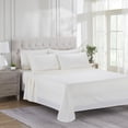 thumbnail image 3 of Sweet Home Collection 6 Piece Embossed Dobby Hotel Stripe Sheet Set, Twin - Beige / Off-White, 3 of 5